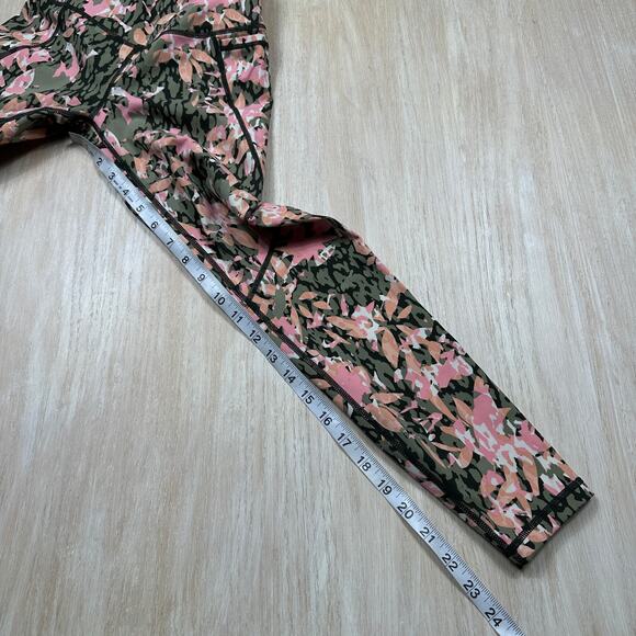 Sweaty Betty XXS Power 7/8 Leggings Camo Pink Olive Print Mid Rise Workout Pants - Picture 6 of 15